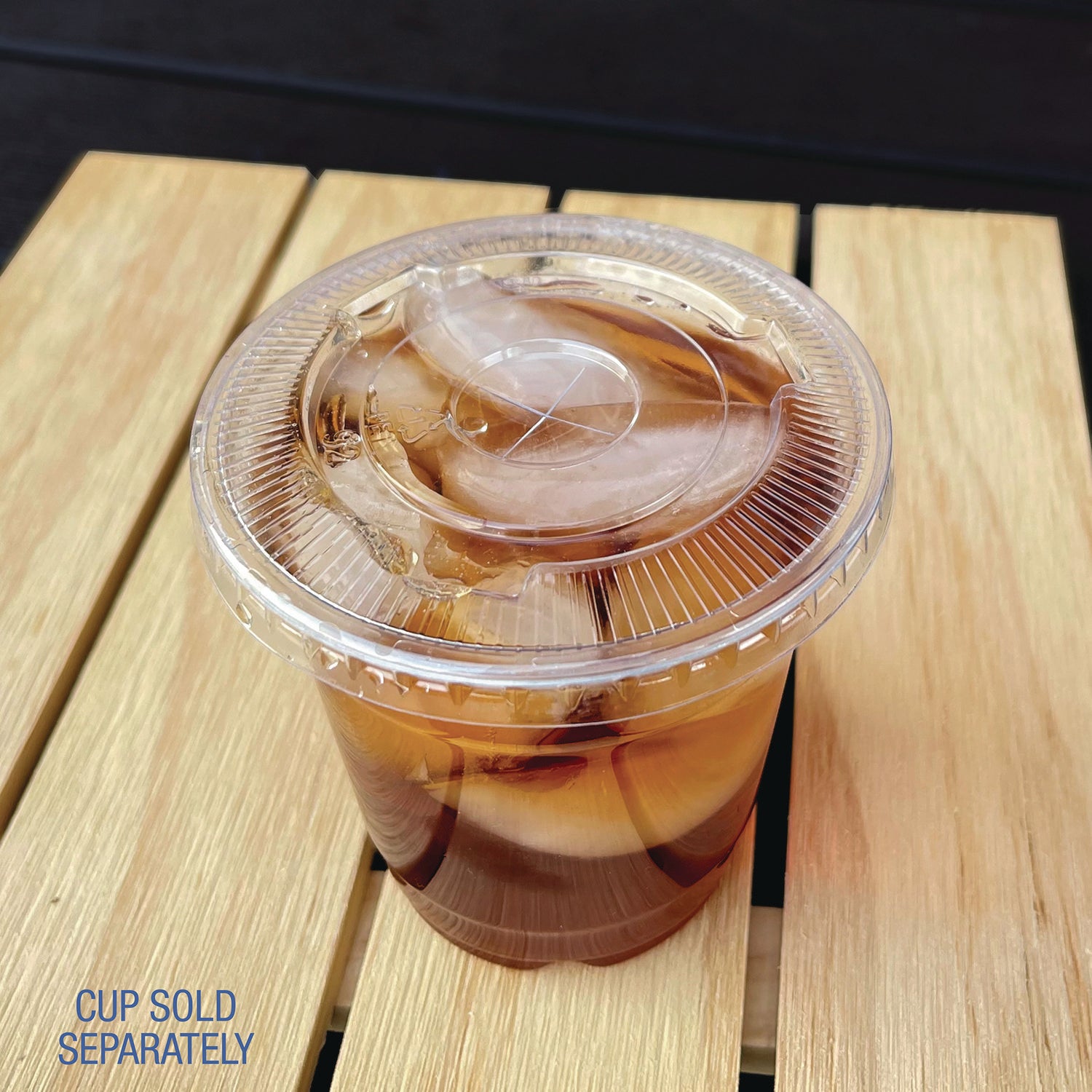 Crystal-Clear Cold Cup Straw-Slot Lids, Fits 9 oz Squat/12 oz PET Cups, 100/Pack