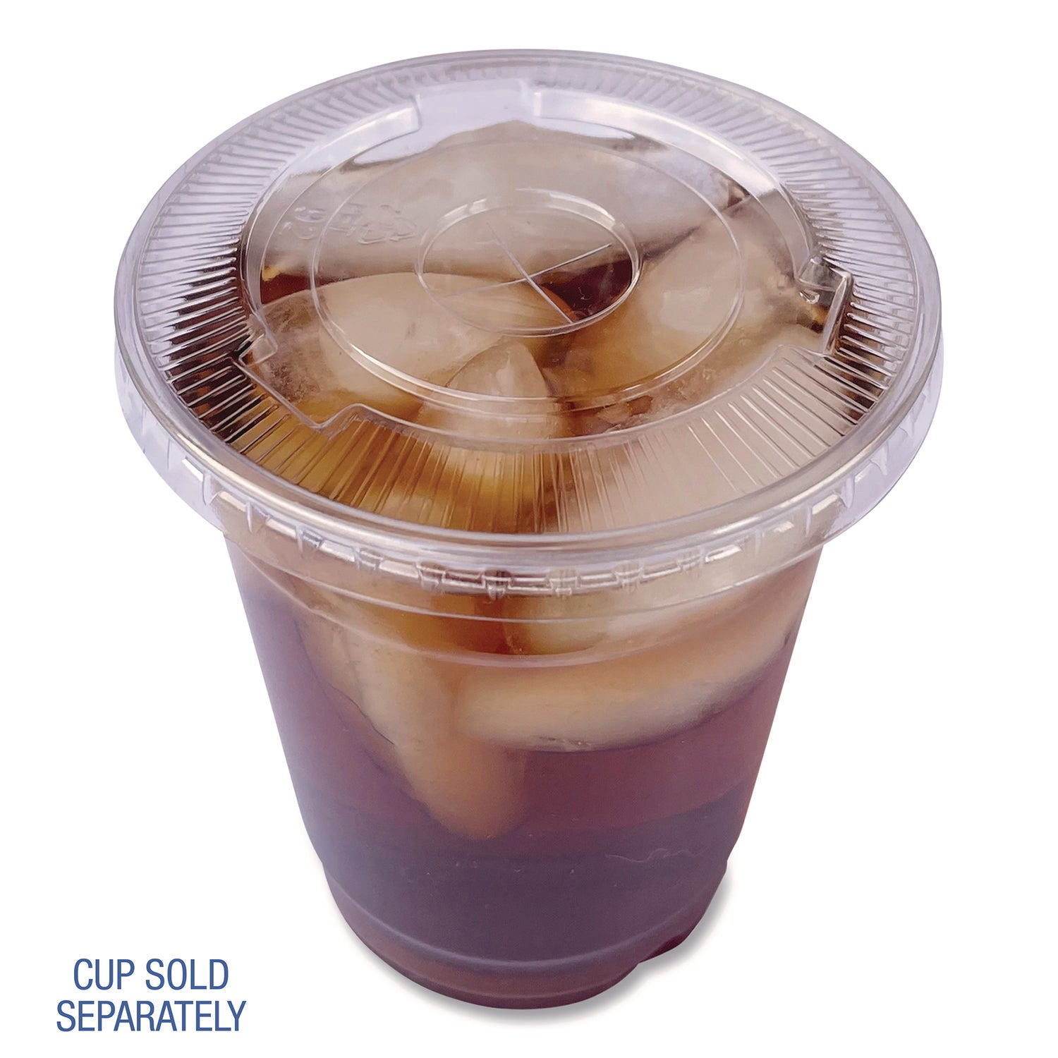 Crystal-Clear Cold Cup Straw-Slot Lids, Fits 9 oz Squat/12 oz PET Cups, 100/Pack