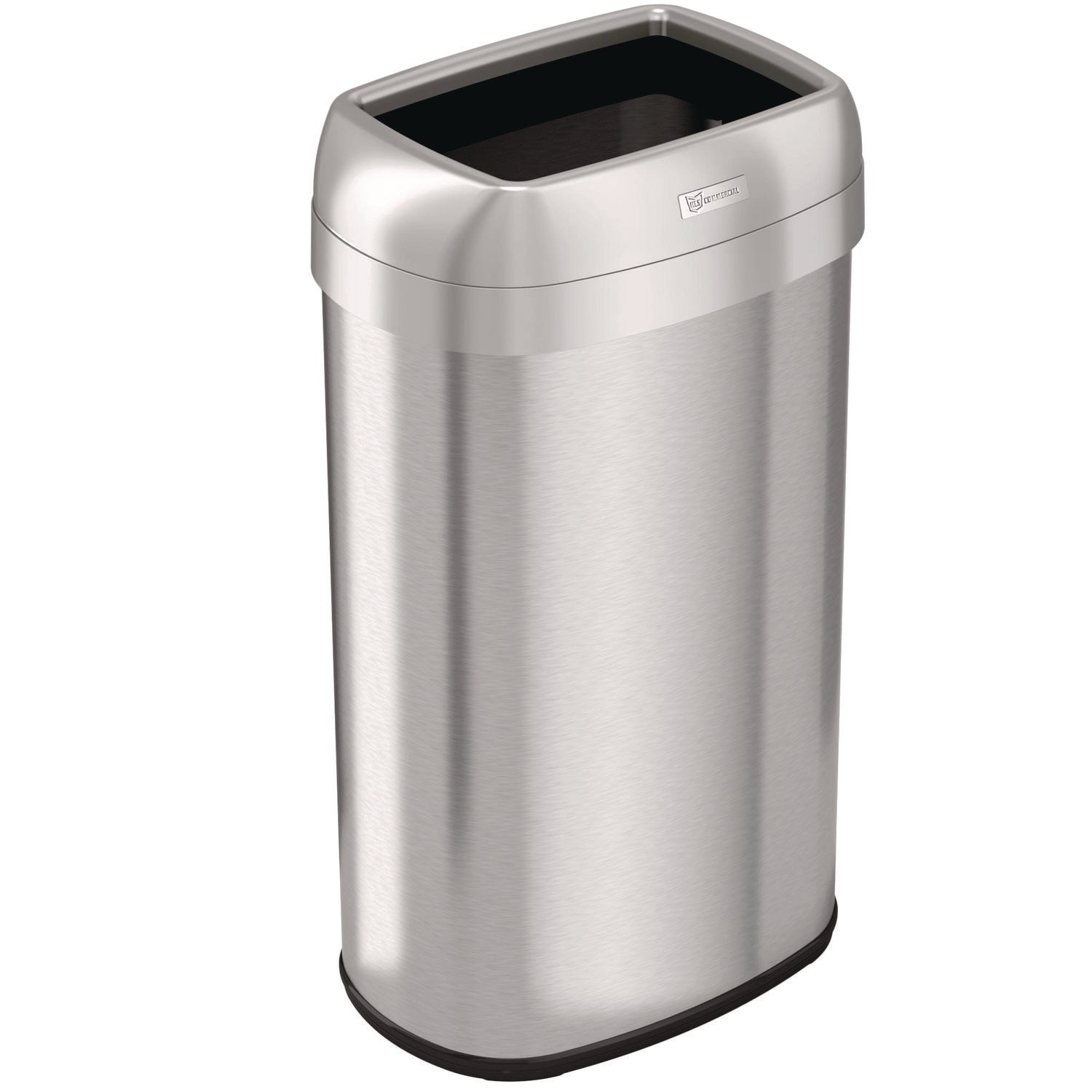 HLS Commercial Stainless Steel Open Top Trash Can - 16 gal Capacity - Elliptical - Manual - Heavy Duty, Fingerprint Resistant, Bacteria Resistant, Vented, Handle, Easy to Clean - 28.5" Height x 11.5" Width - Stainless Steel, ABS Plastic - Gray - 1 Ea
