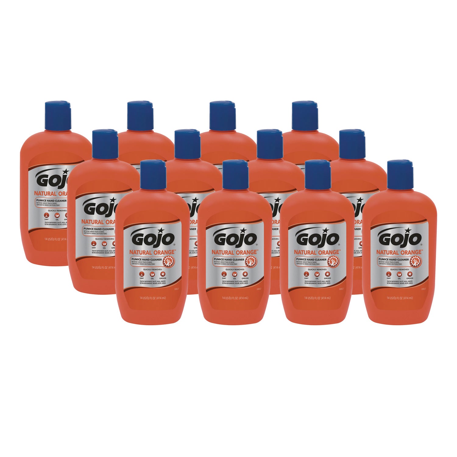 NATURAL ORANGE Pumice Hand Cleaner, Citrus, 14 oz Bottle, 12/Carton