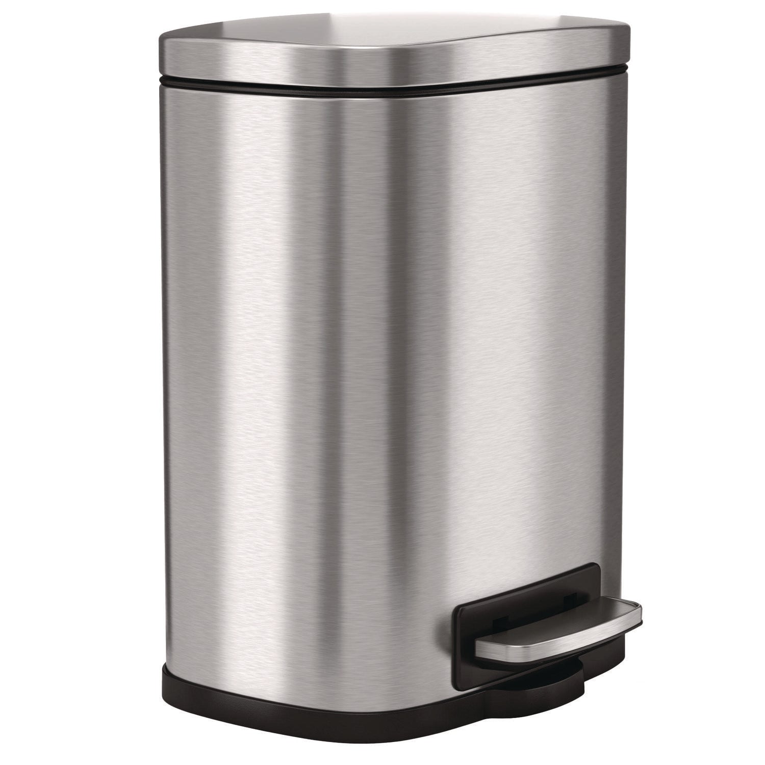 HLS Commercial Fire-Rated Soft Step Trash Can - 1.32 gal Capacity - Pedal Control, Handle, Durable, Smooth, Lid Closure, Fingerprint Proof, Fire Retardant, Removable Inner Bin - 11.8" Height x 8.5" Width x 7.3" Depth - Stainless Steel - Silver - 1 Ea