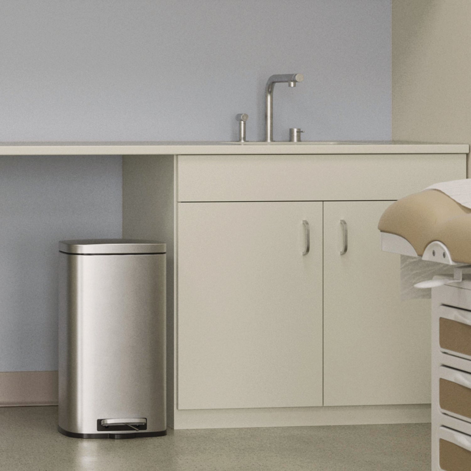 HLS Commercial Stainless Steel Soft Step Trash Can - 8 gal Capacity - Fire Resistant - Smooth, Pedal Control, Fingerprint Resistant, Smudge Resistant, Lid Locked, Rubber Feet, Handle, Non-skid, Removable Inner Bin - 24.8" Height x 13.5" Width - Stain