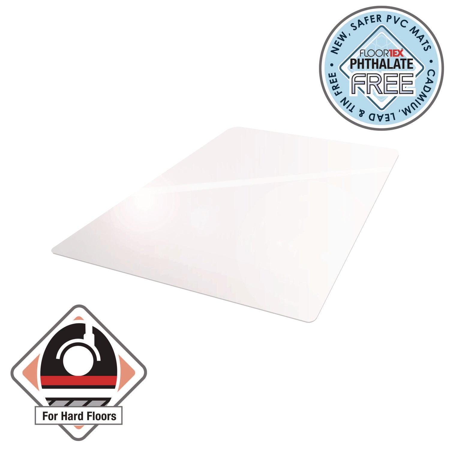 Cleartex Advantagemat Phthalate Free PVC Chair Mat for Hard Floors, 53 x 45, Clear