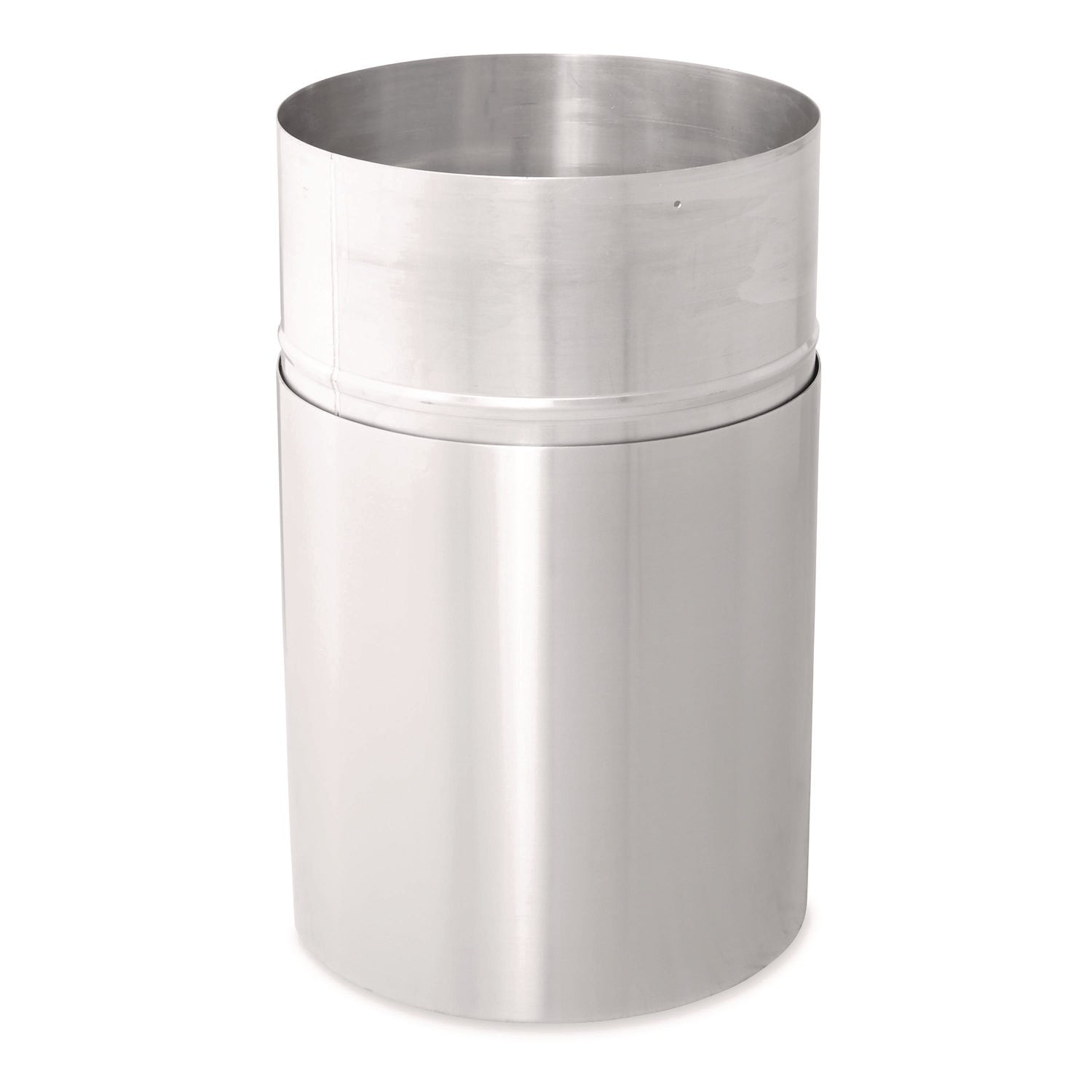 Rubbermaid Commercial - Two-Piece Open Top Indoor Receptacle, Round, Satin Aluminum, 35 gal, Sold as 1 EA