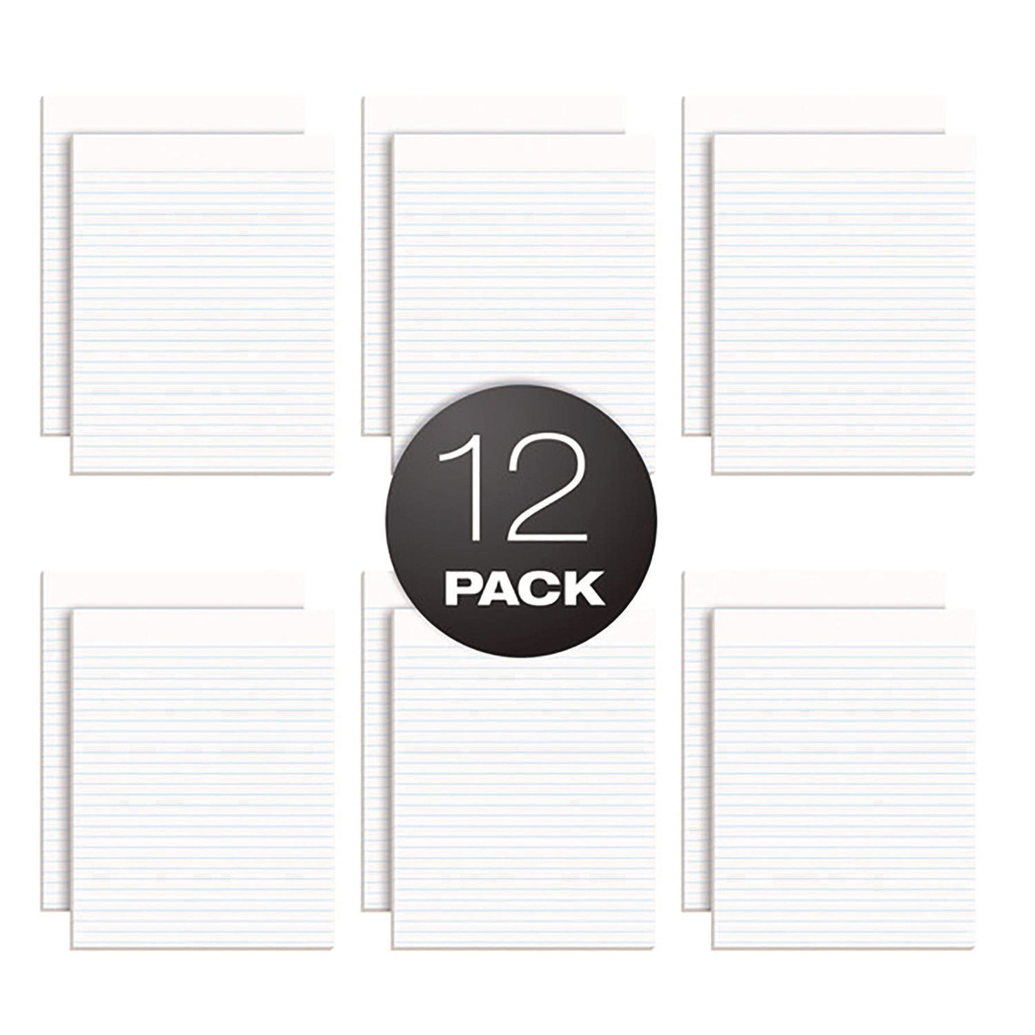 Glue Top Pads, Wide/Legal Rule, 50 White 8.5 x 11 Sheets, Dozen