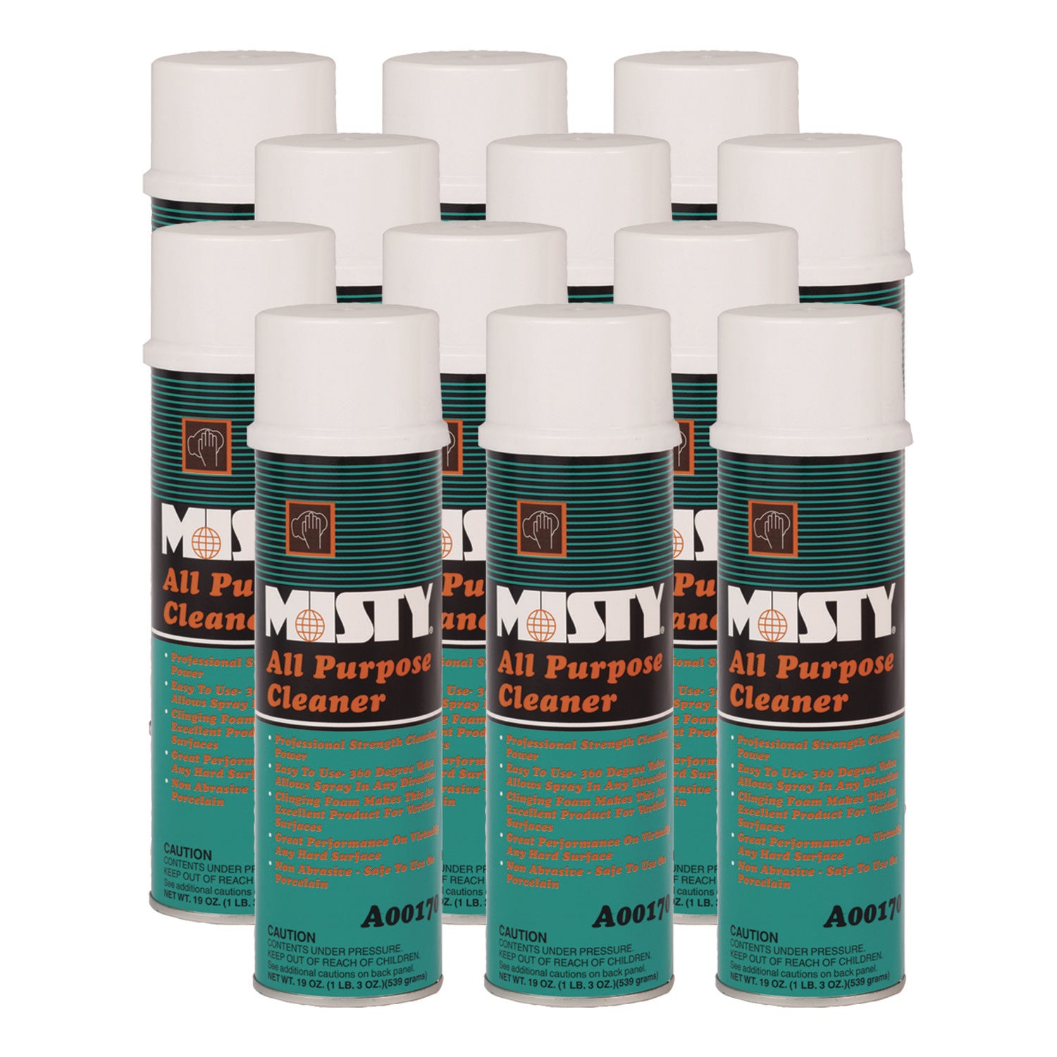 All-Purpose Cleaner, Mint Scent, 19 oz Aerosol Spray, 12/Carton