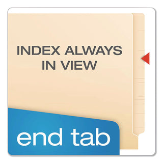 SmartShield End Tab Fastener Folders, 1 Fastener, Letter Size, Manila Exterior, 50/Box