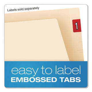 SmartShield End Tab Fastener Folders, 1 Fastener, Letter Size, Manila Exterior, 50/Box
