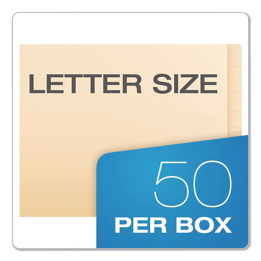 SmartShield End Tab Fastener Folders, 1 Fastener, Letter Size, Manila Exterior, 50/Box