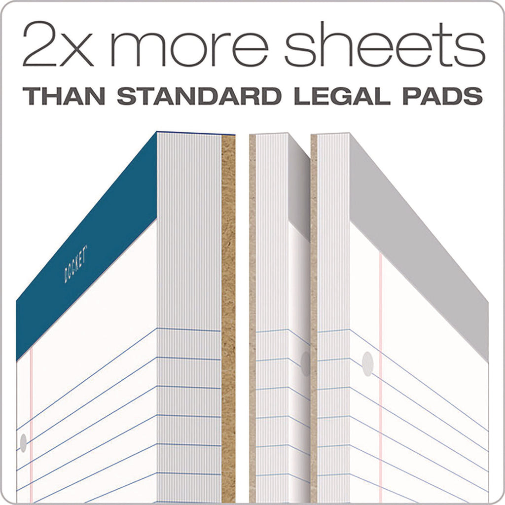 Double Docket Ruled Pads with Extra Sturdy Back, Wide/Legal Rule, 100 White 8.5 x 11.75 Sheets