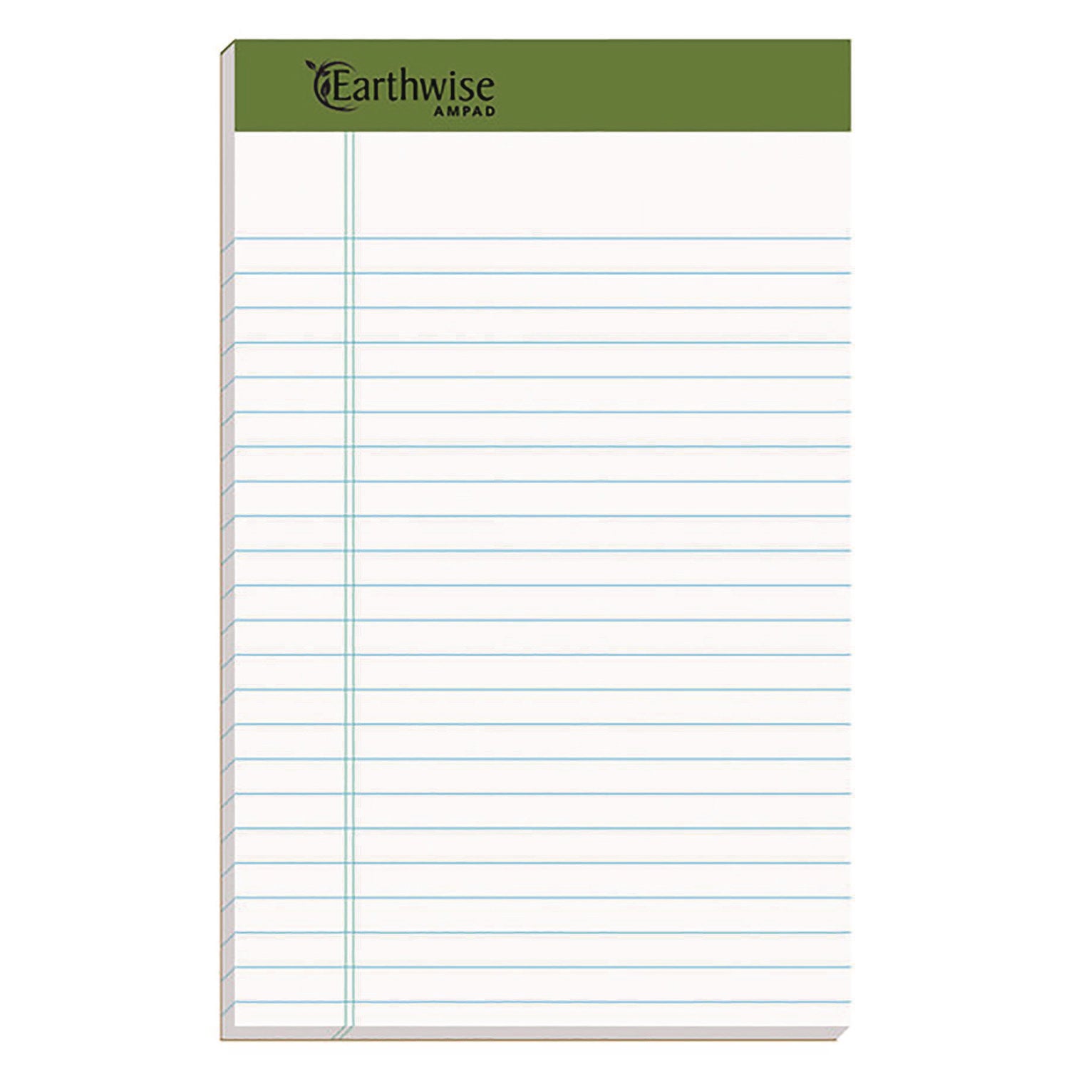 Earthwise by Ampad Recycled Paper Legal Pads, Wide/Legal Rule, 40 White 5 x 8 Sheets, 6/Pack