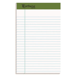 Earthwise by Ampad Recycled Paper Legal Pads, Wide/Legal Rule, 40 White 5 x 8 Sheets, 6/Pack
