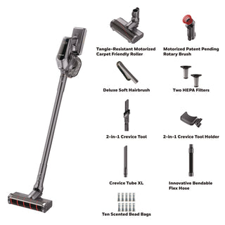 Aeromax Pro VC16 Cordless Vacuum, 8.5 Cleaning Path, Dark Silver
