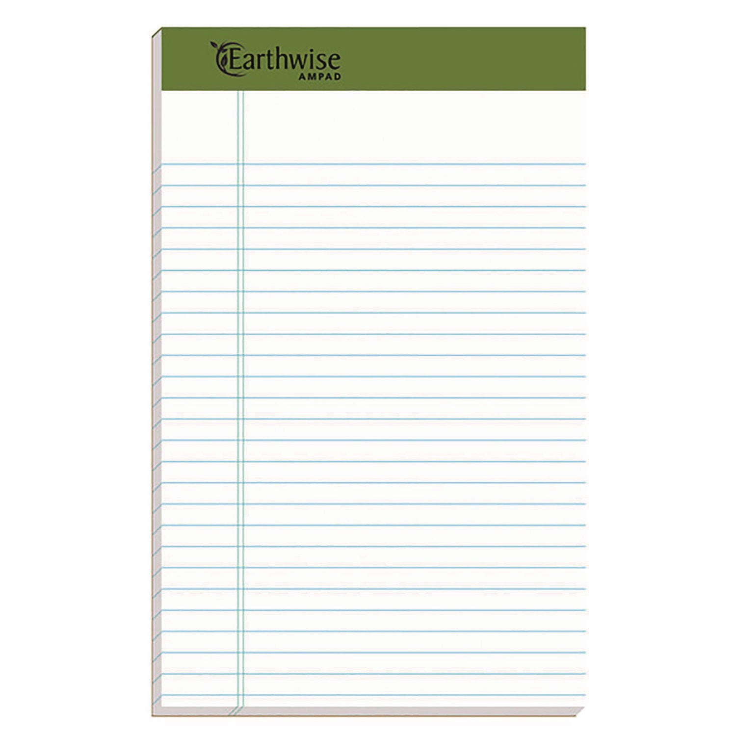 Earthwise by Ampad Recycled Writing Pad, Narrow Rule, Politex Green Headband, 50 White 5 x 8 Sheets, Dozen