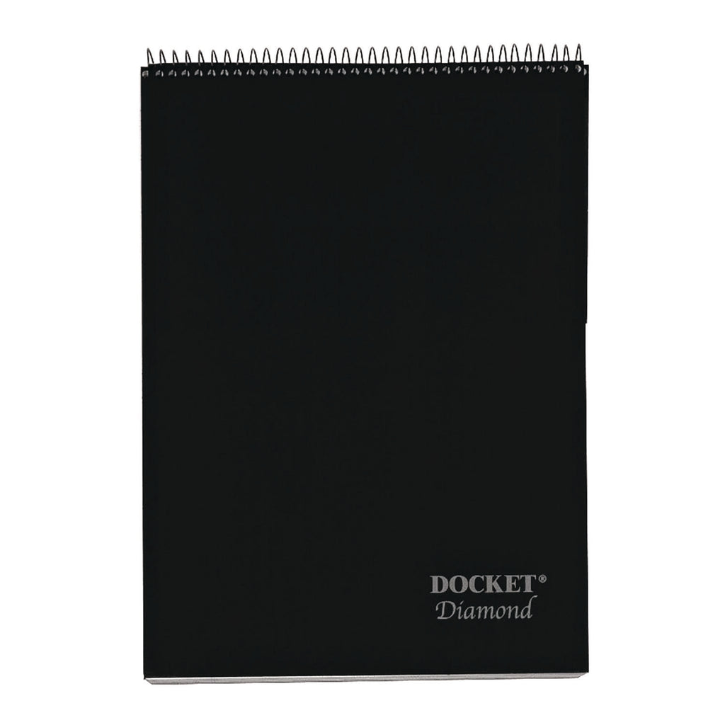 Docket Diamond Top-Wire Ruled Planning Pad, Wide/Legal Rule, Black Cover, 60 White 8.5 x 11.75 Sheets