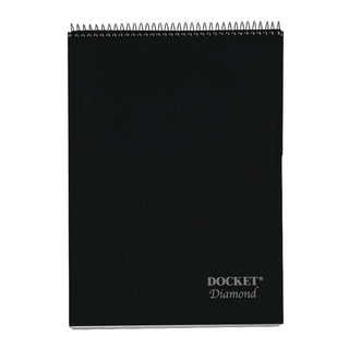 Docket Diamond Top-Wire Ruled Planning Pad, Wide/Legal Rule, Black Cover, 60 White 8.5 x 11.75 Sheets