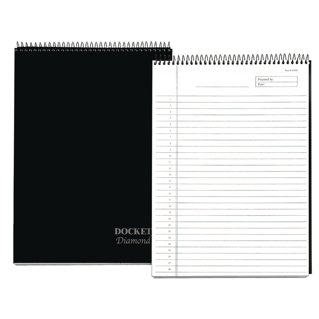 Docket Diamond Top-Wire Ruled Planning Pad, Wide/Legal Rule, Black Cover, 60 White 8.5 x 11.75 Sheets