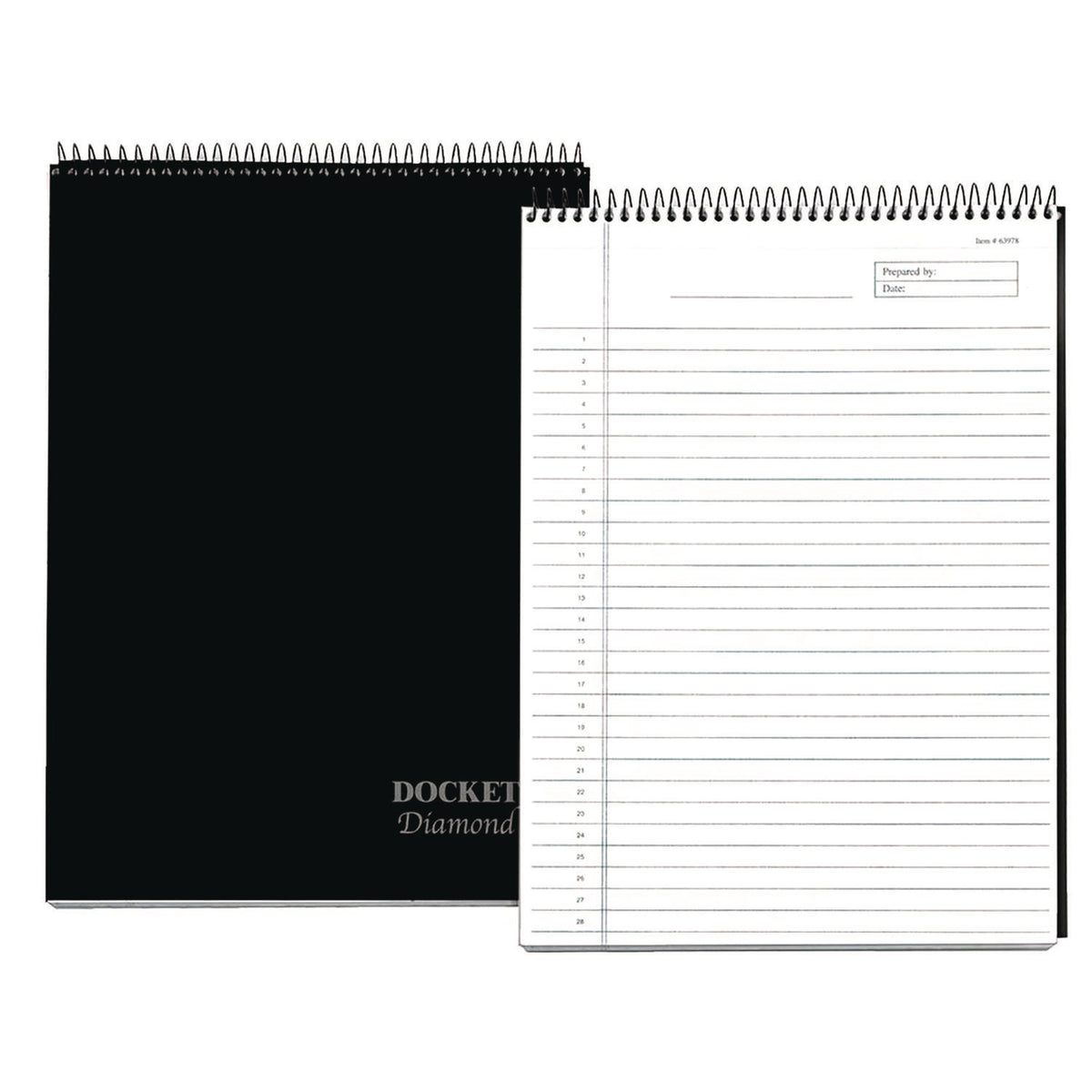 Docket Diamond Top-Wire Ruled Planning Pad, Wide/Legal Rule, Black Cover, 60 White 8.5 x 11.75 Sheets