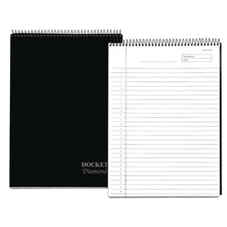 Docket Diamond Top-Wire Ruled Planning Pad, Wide/Legal Rule, Black Cover, 60 White 8.5 x 11.75 Sheets