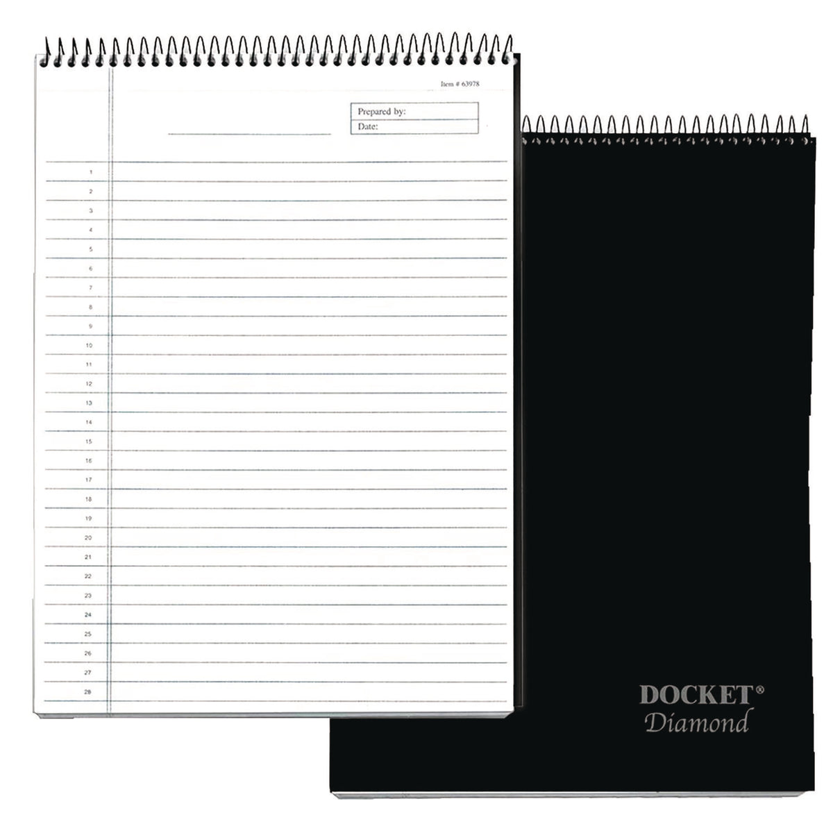 Docket Diamond Top-Wire Ruled Planning Pad, Wide/Legal Rule, Black Cover, 60 White 8.5 x 11.75 Sheets
