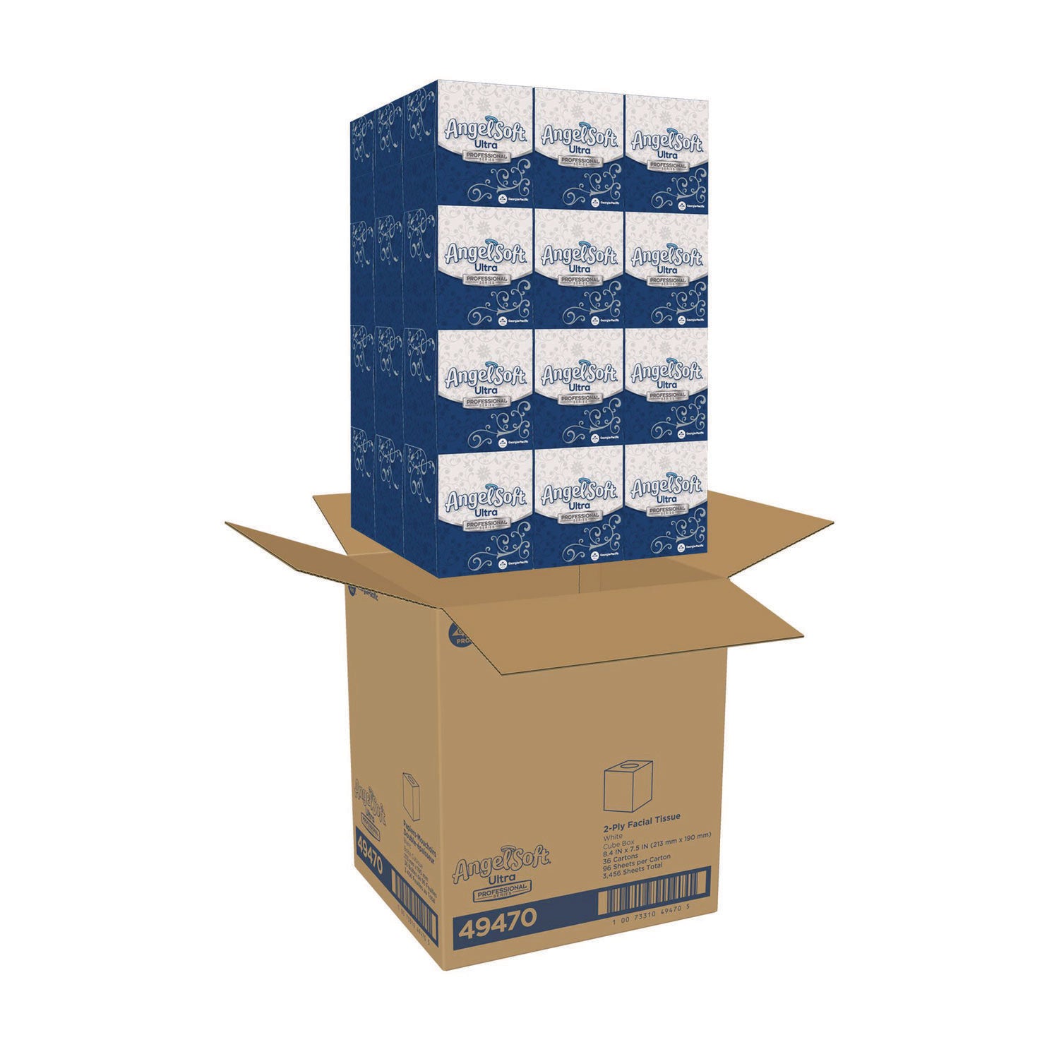 Angel Soft Professional Series Facial Tissue - 2 Ply - White - Soft - For Face, Office, Hotel, Medical, Dining, Casino - 36 / Carton
