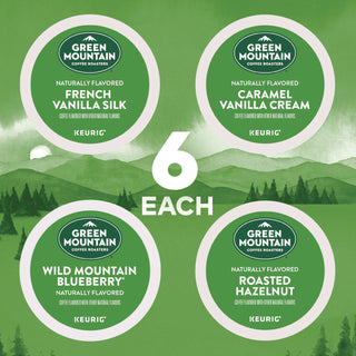 Green Mountain Coffee K-Cup Variety Sampler Coffee Pack - Compatible with Keurig K-Cup Brewer - Light - 24 K-Cup - 4 / Carton