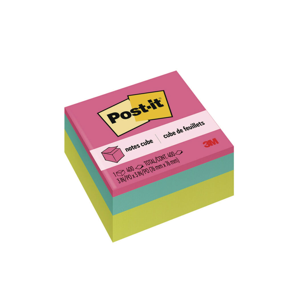 Post-it Super Sticky Notes Cubes - 3" x 3" - Square - 400 Sheets per Pad - Multicolor - Sticky, Adhesive - 1 Each