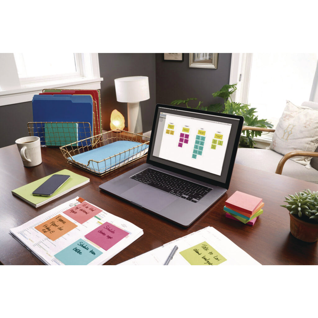 Post-it Super Sticky Notes Cubes - 3" x 3" - Square - 400 Sheets per Pad - Multicolor - Sticky, Adhesive - 1 Each