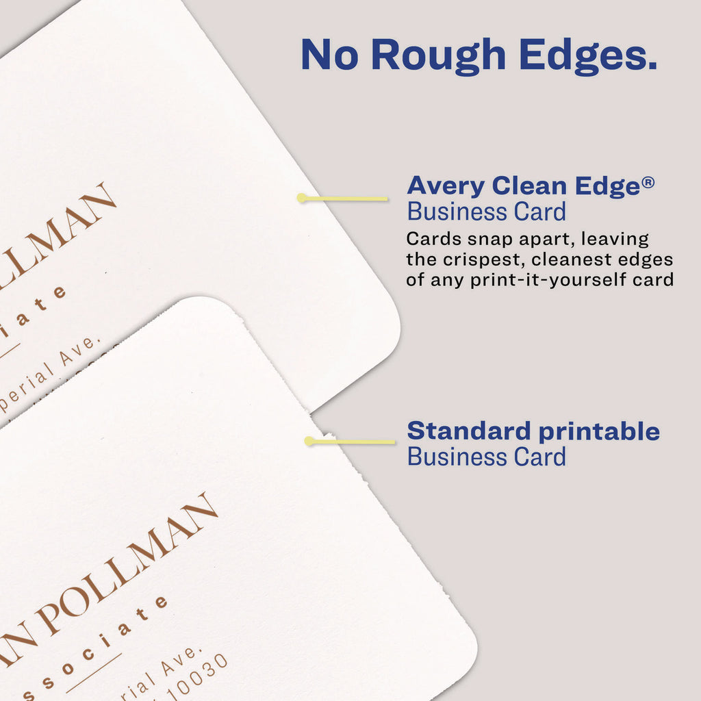 Round Corner Print-to-the-Edge Business Cards, Inkjet, 2 x 3.5, White, 160 Cards, 8 Cards/Sheet, 20 Sheets/Pack