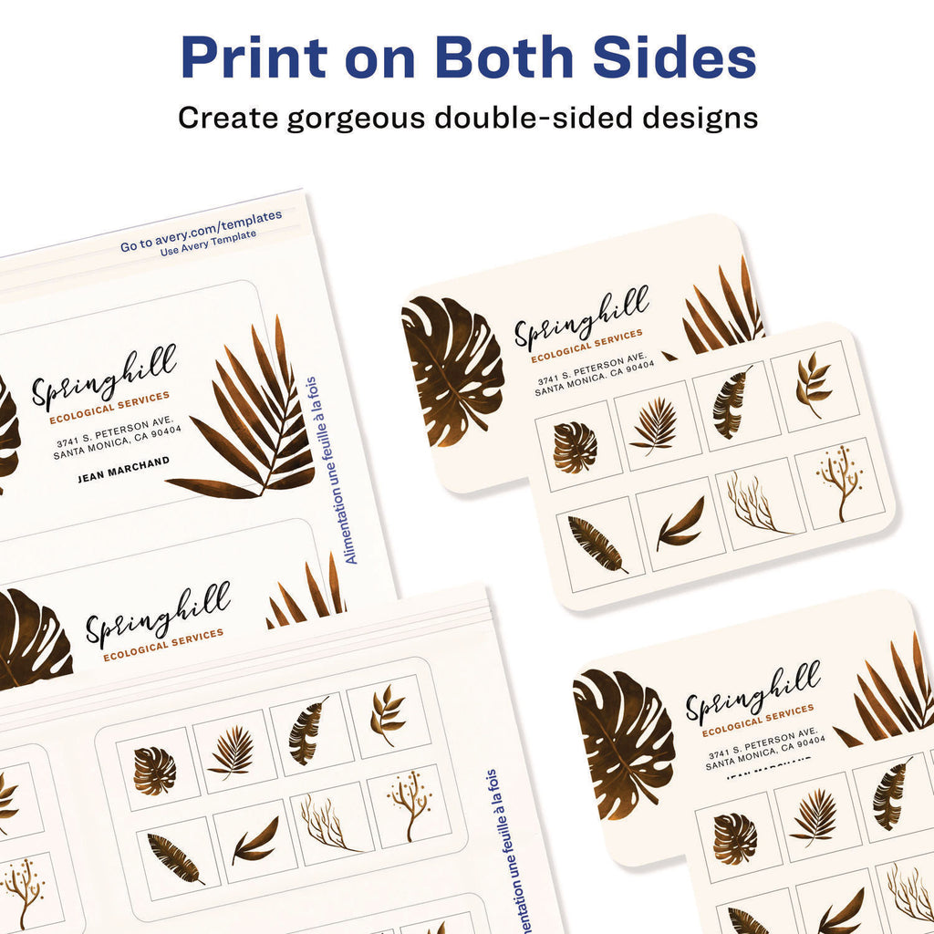 Round Corner Print-to-the-Edge Business Cards, Inkjet, 2 x 3.5, White, 160 Cards, 8 Cards/Sheet, 20 Sheets/Pack