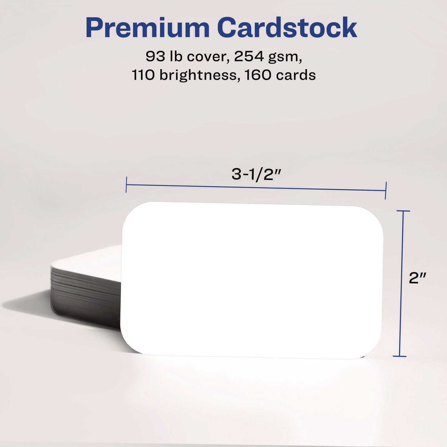 Round Corner Print-to-the-Edge Business Cards, Inkjet, 2 x 3.5, White, 160 Cards, 8 Cards/Sheet, 20 Sheets/Pack