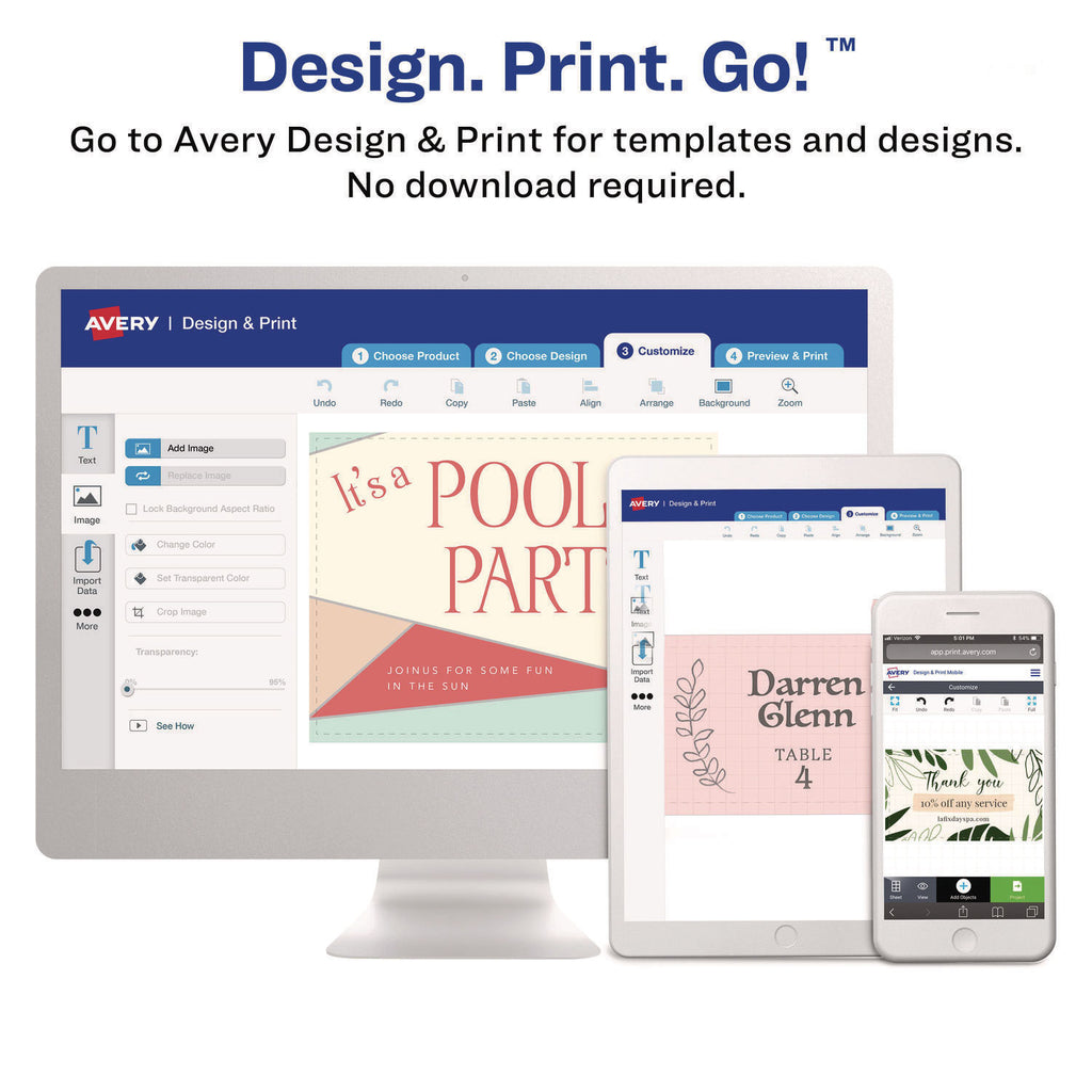 Round Corner Print-to-the-Edge Business Cards, Inkjet, 2 x 3.5, White, 160 Cards, 8 Cards/Sheet, 20 Sheets/Pack