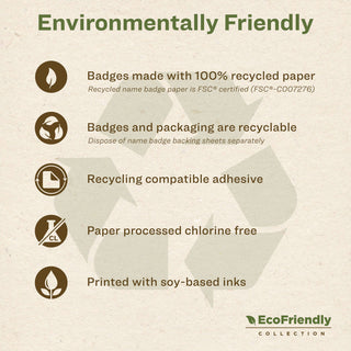 EcoFriendly Adhesive Name Badge Labels, 3.38 x 2.33, White, 80/Pack