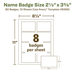 EcoFriendly Adhesive Name Badge Labels, 3.38 x 2.33, White, 80/Pack