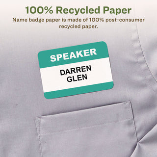 EcoFriendly Adhesive Name Badge Labels, 3.38 x 2.33, White, 160/Box