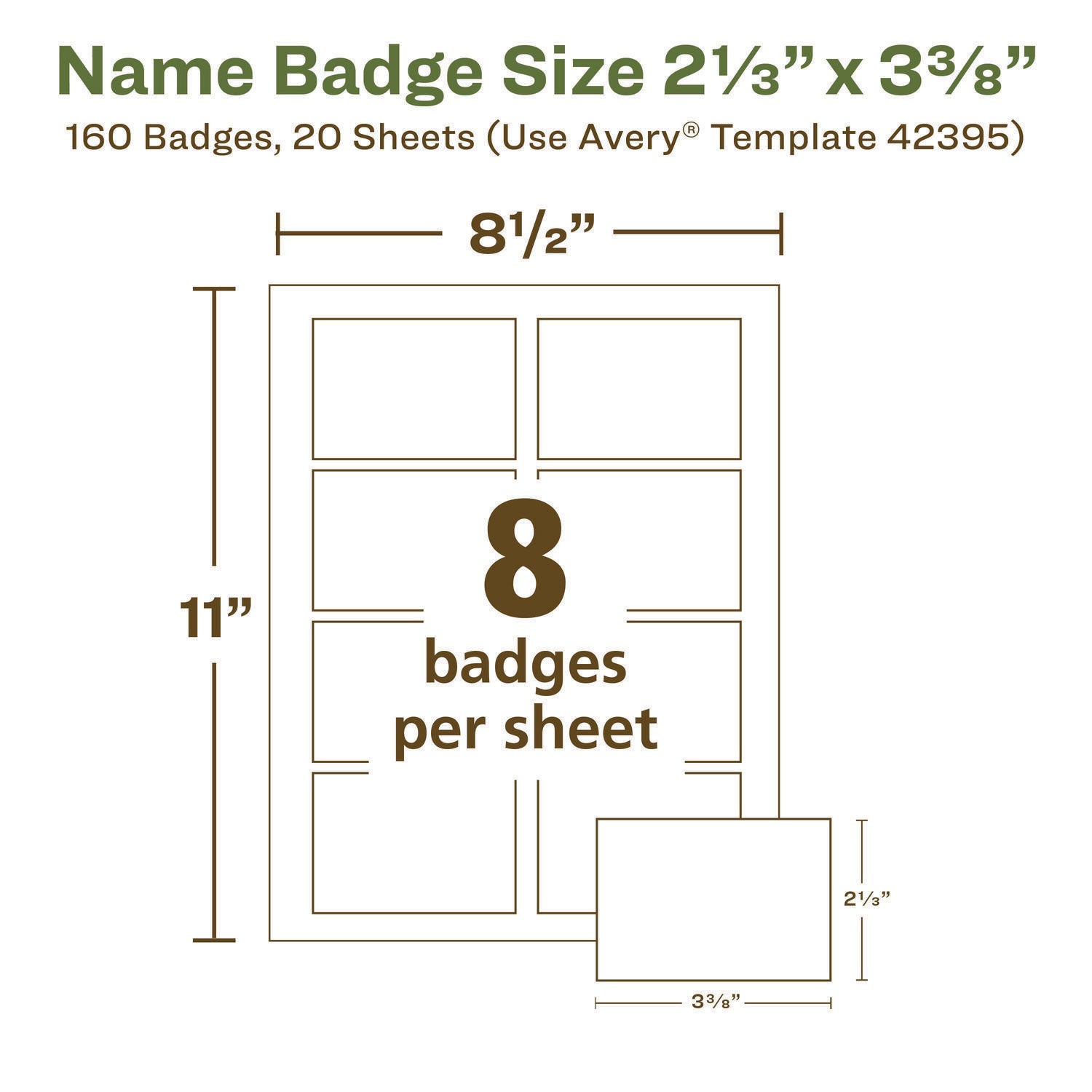 EcoFriendly Adhesive Name Badge Labels, 3.38 x 2.33, White, 160/Box