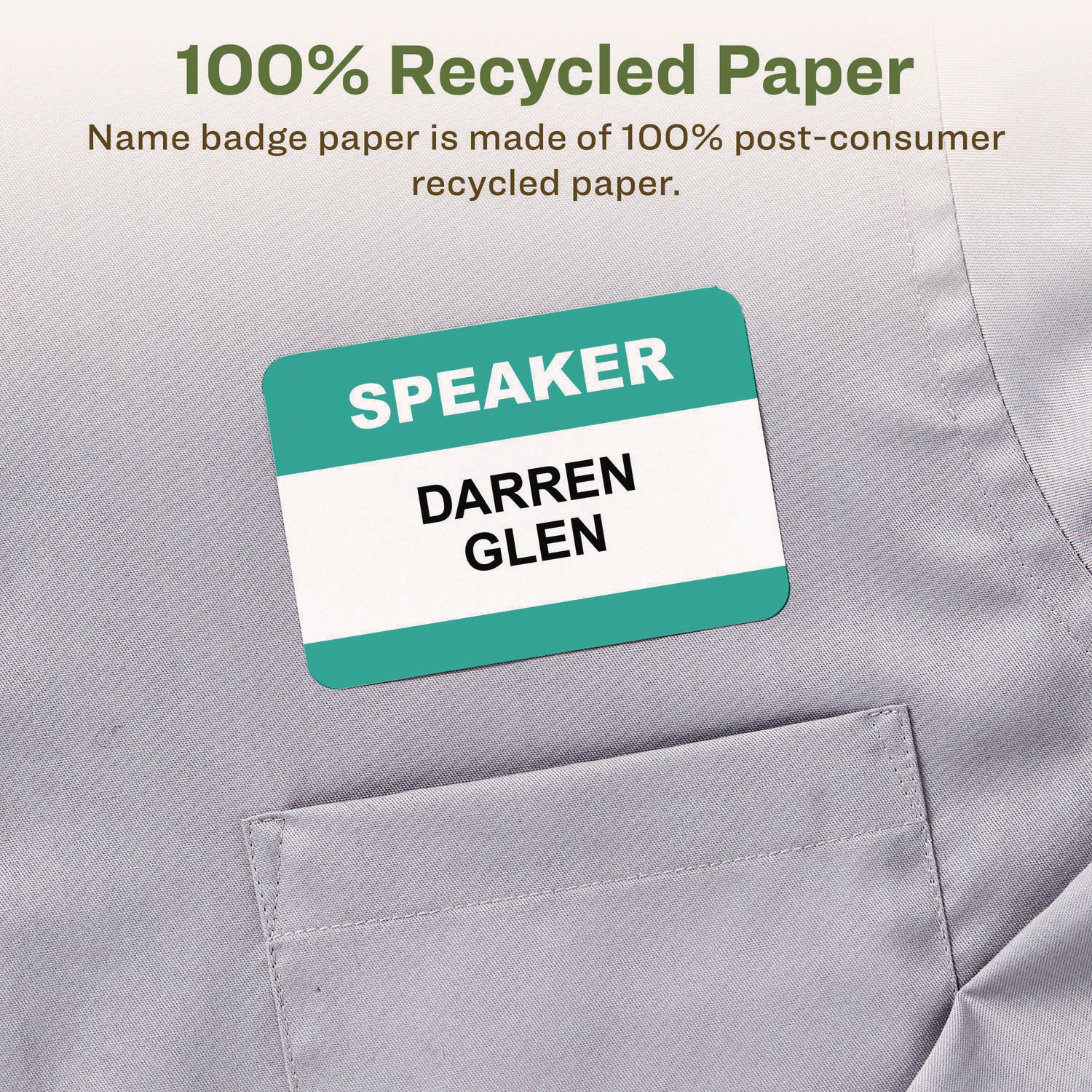 EcoFriendly Adhesive Name Badge Labels, 3.38 x 2.33, White, 400/Box