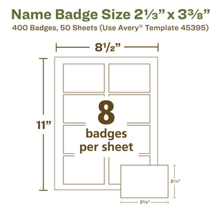 EcoFriendly Adhesive Name Badge Labels, 3.38 x 2.33, White, 400/Box