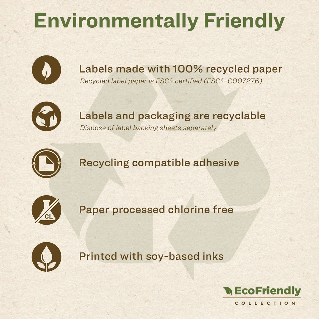 EcoFriendly Permanent File Folder Labels, 0.66 x 3.44, White, 30/Sheet, 50 Sheets/Pack