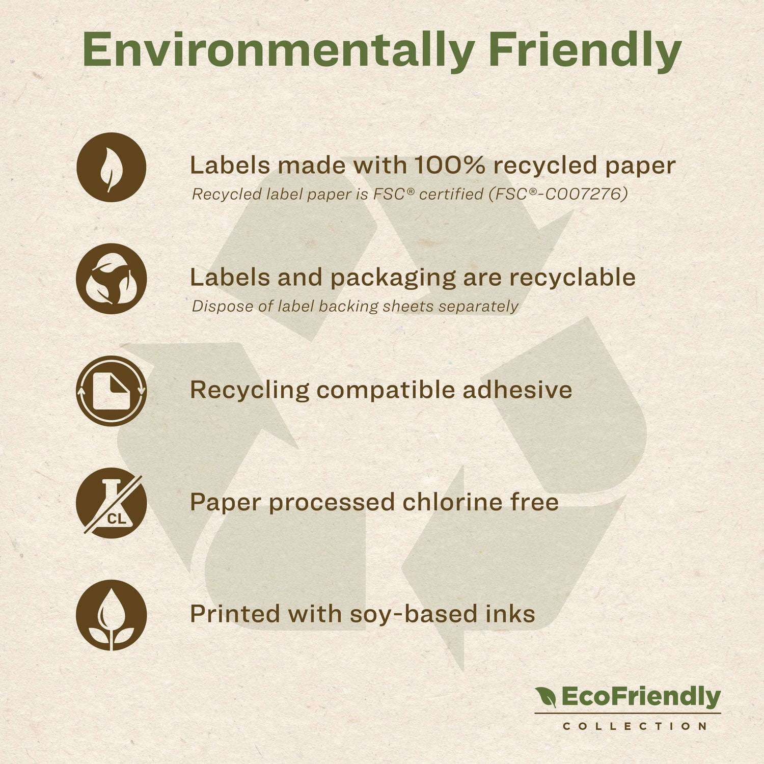 EcoFriendly Permanent File Folder Labels, 0.66 x 3.44, White, 30/Sheet, 50 Sheets/Pack