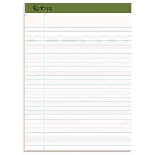 Earthwise by Ampad Recycled Writing Pad, Wide/Legal Rule, Politex Sand Headband, 40 White 8.5 x 11.75 Sheets, 4/Pack