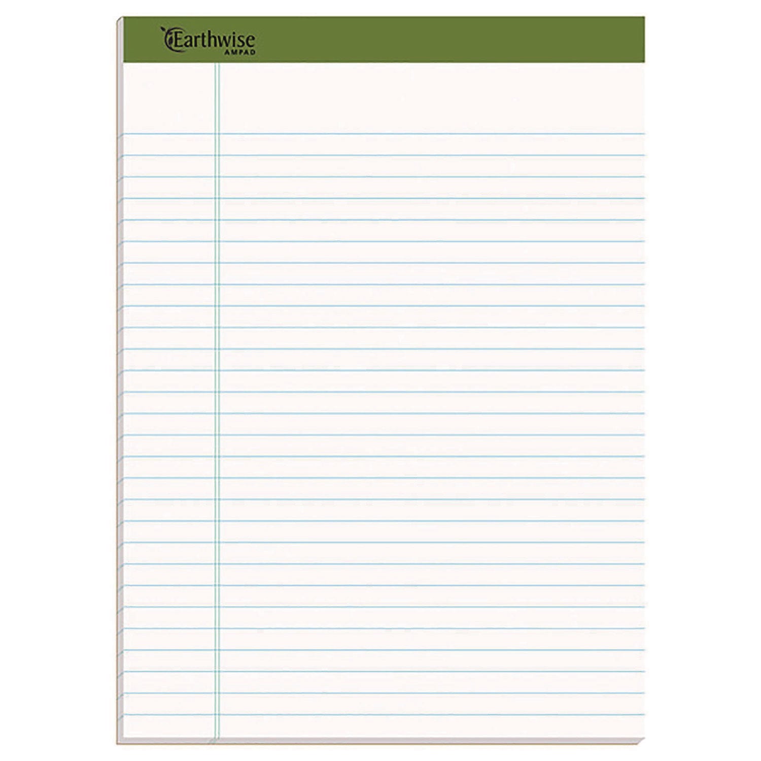 Earthwise by Ampad Recycled Writing Pad, Wide/Legal Rule, Politex Sand Headband, 40 White 8.5 x 11.75 Sheets, 4/Pack
