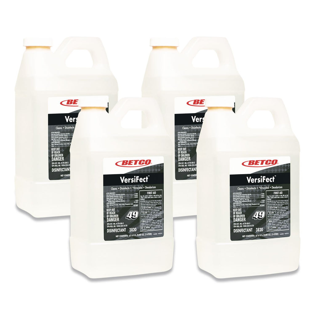 VersiFect Cleaner Disinfectant, Fresh Scent, 2 L Bottle, 4/Carton