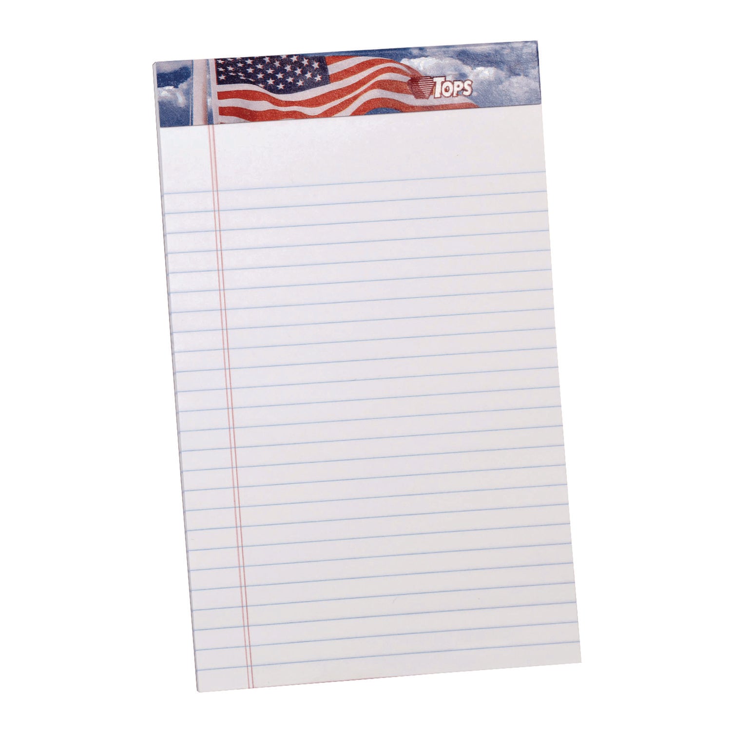 American Pride Writing Pad, Narrow Rule, Red/White/Blue Headband, 50 White 5 x 8 Sheets, 12/Pack