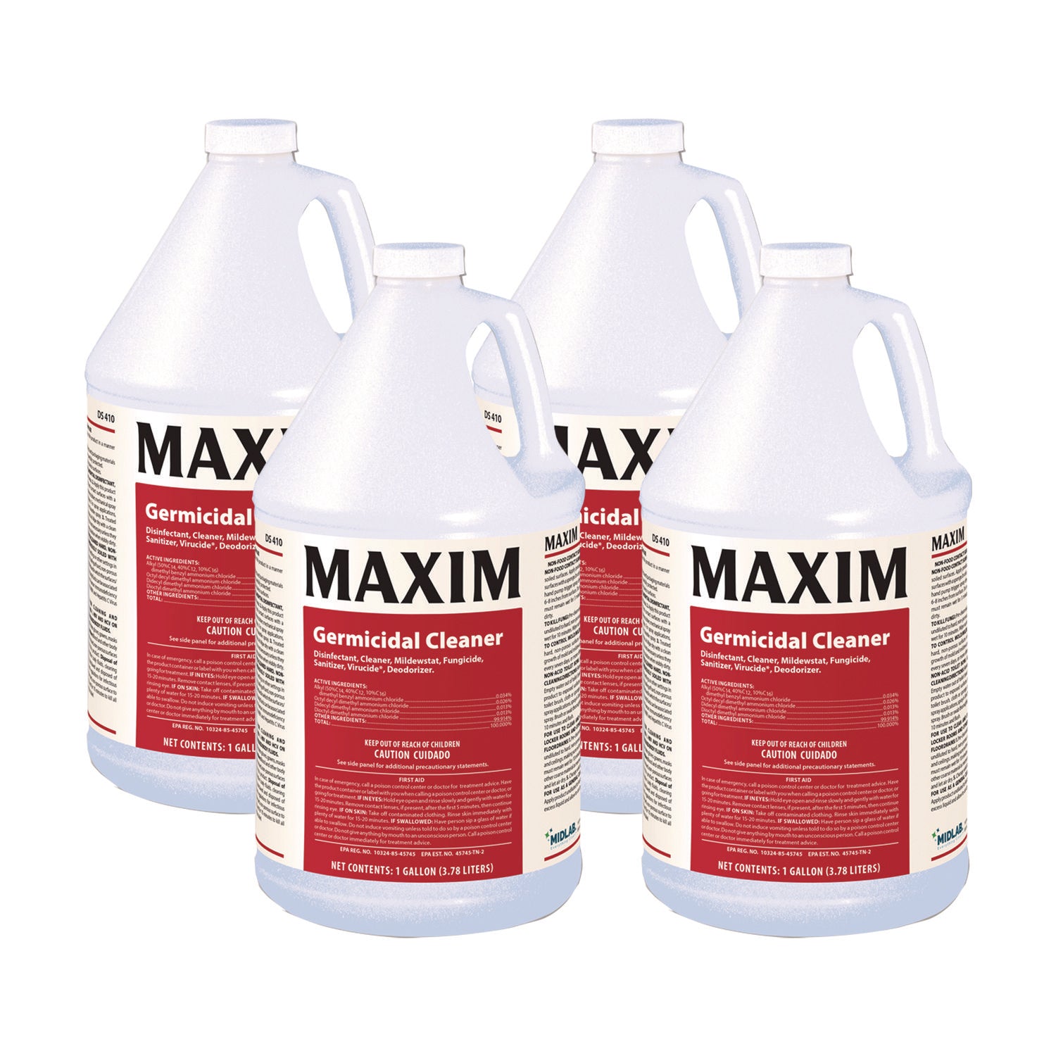 Germicidal Cleaner, Lemon Scent, 1 gal Bottle, 4/Carton