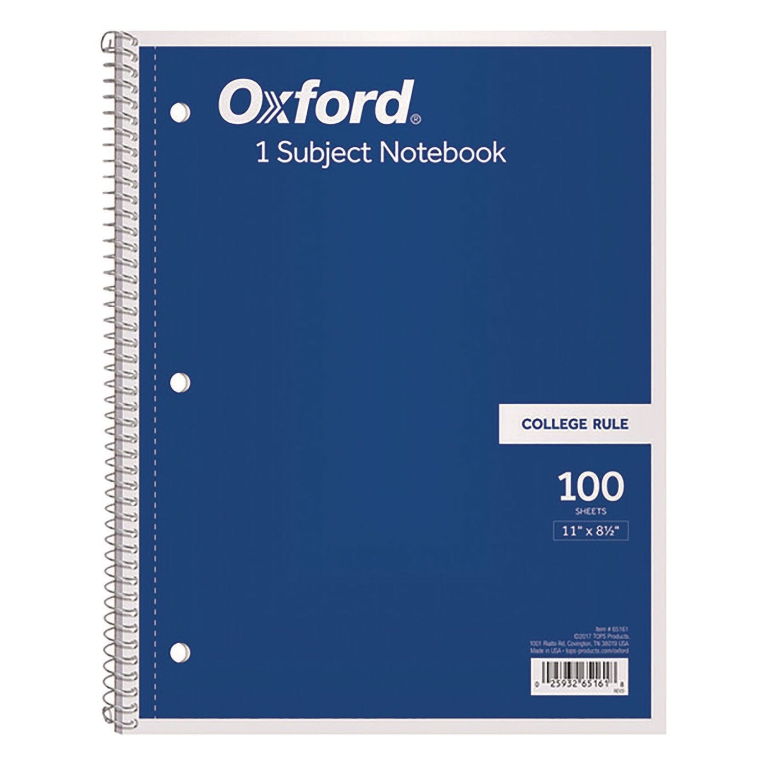 Coil-Lock Wirebound Notebook, 3-Hole Punched, 1-Subject, Medium/College Rule, Randomly Assorted Covers, (100) 11 x 8.5 Sheets