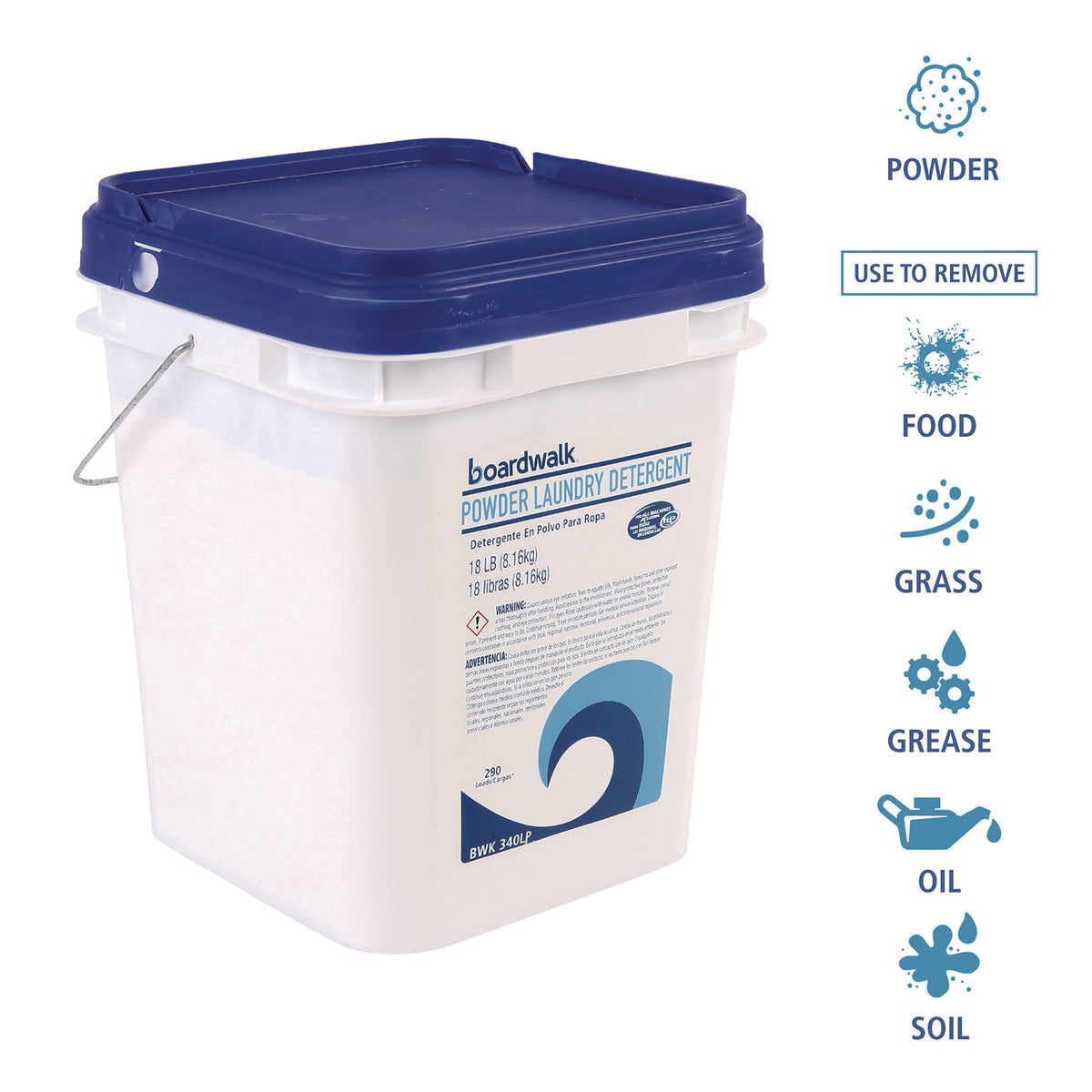 Laundry Detergent Powder, Low Foam, Crisp Clean Scent, 18 lb Pail