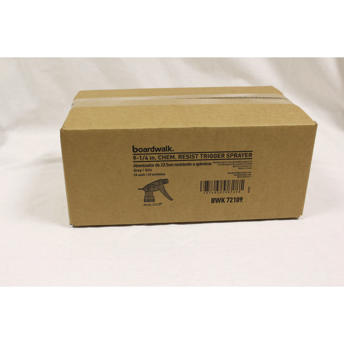 Chemical-Resistant Trigger Sprayer 320CR, 9.5" Tube, Gray, 24/Carton