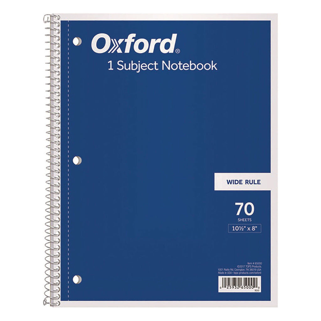 Coil-Lock Wirebound Notebooks, 3-Hole Punched, 1-Subject, Wide/Legal Rule, Randomly Assorted Covers, (70) 10.5 x 8 Sheets