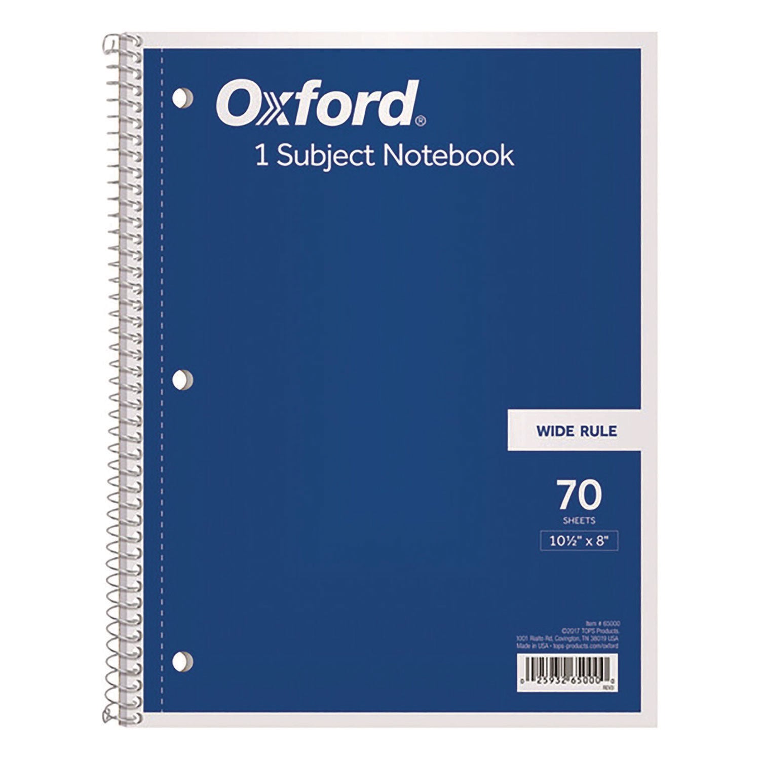 Coil-Lock Wirebound Notebooks, 3-Hole Punched, 1-Subject, Wide/Legal Rule, Randomly Assorted Covers, (70) 10.5 x 8 Sheets